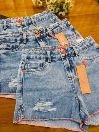 SHORT JEANS AVIAM LARANJA NEON