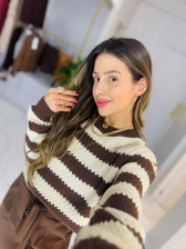 BLUSÃO TRICOT ZIG ZAG OVER QUENTINHO
