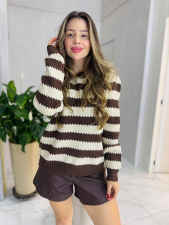 BLUSÃO TRICOT ZIG ZAG OVER QUENTINHO