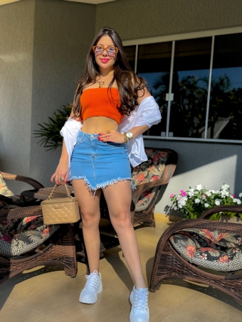 MINI SAIA JEANS ASSIMÉTRICA