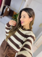 BLUSÃO TRICOT ZIG ZAG OVER QUENTINHO